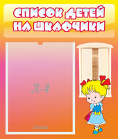 Стенд "Список детей на шкафчики" №6 - «globural.ru» - Мытищи