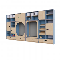 Детская стенка с местом для хранения и зонами отдыха из коллекции «НЕГА» (цвет голубой) - «globural.ru» - Мытищи