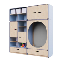 Детская стенка с местом для хранения и овальной зоной отдыха из коллекции «НЕГА» (цвет голубой) - «globural.ru» - Мытищи