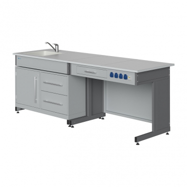 Стол демонстрационный (с раковиной, подводкой и отведением воды, сантехникой, электрическими розетками, автоматами аварийного отключения тока) - «globural.ru» - Мытищи